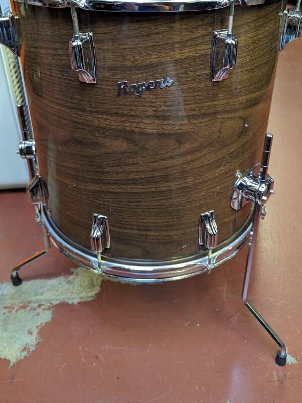 1970s Rogers 16 x 16" Floor Tom Dark Brown "Wood Grain" Wrap