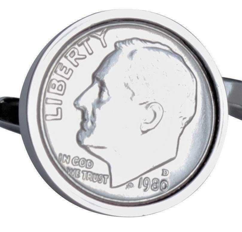 1980 Birthday Gift - Mint Coin Cufflinks Genuine Us Dime Cufflinks Gifts For Men Year Coin