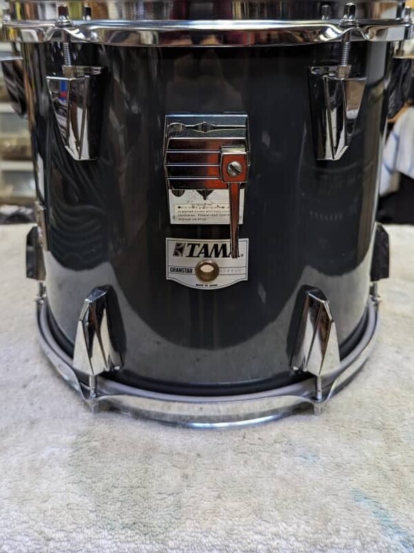 1980s Tama Granstar 11 X 12" Tom Gun Metal Grey Wrap