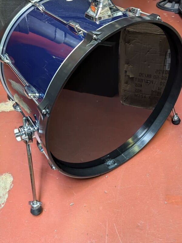 1990s Tama Rockstar 16 x 22" Bass Drum Midnight Blue Wrap