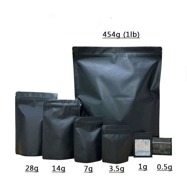 1G 3.5G 7G 14G 28G 1Lb Matte Black Bags For Edibles Gummy Candy Packaging Mylar Baggies