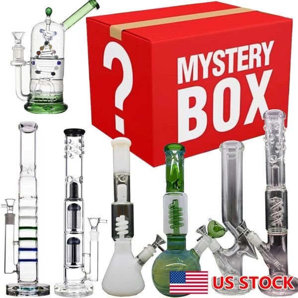 1Pc Blind Box Heavy Glass Bong Hookah Beaker Bubbler Water Pipe+Bowl+Percolator