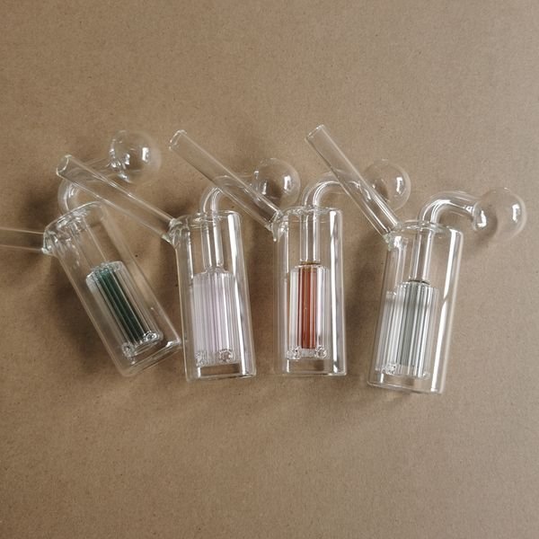 1Pcs Glass Oil Burner Bubblers Pipes Bowl Straight Hand Pipe with two stand Mix Color Smoking Water Accessories