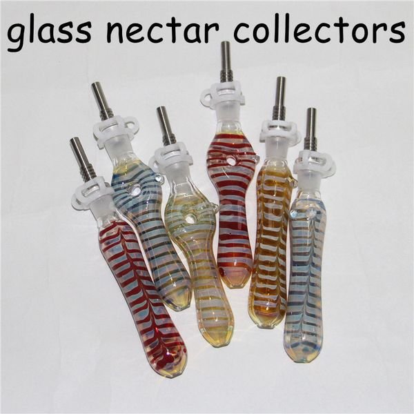 1pc glass nectar Mini Hookahs Water Pipes with GR2 Titanium Nail 10mm Concentrate Dab Straw Pipe Oil Rigs