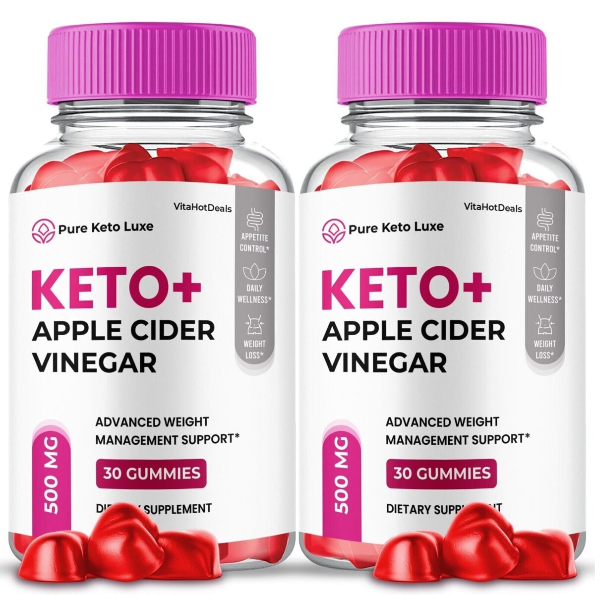 2 Pack Pure Keto Luxe ACV Gummies Max Strength Formula