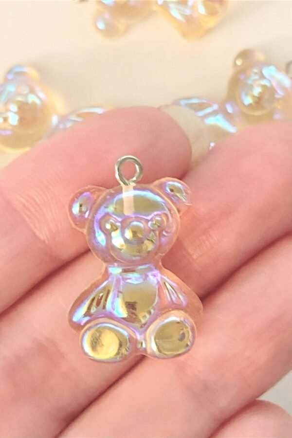 2 Pcs, Resin Bear Pendants, Ab Glitter, Glitter Bear, Iridescent Bears, Charms, #39A