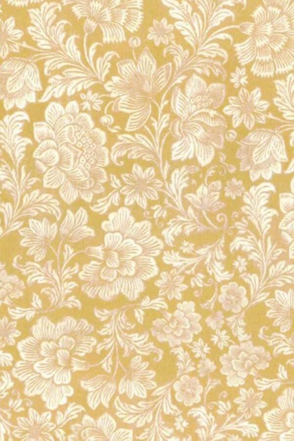 2 Sheets Floral Golden Yellow & Ivory Print Italian Paper ~ Tassotti Italy Ipt748 X2