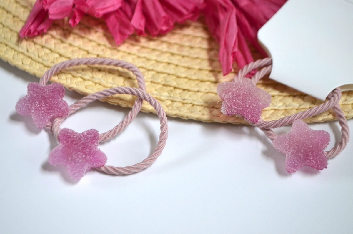 2 Sparkle Gummy Twinkle Star Kids Hair Ties, Back To School, Summer Girls Bobbles, Princess Gift For Girls, Spring Ties