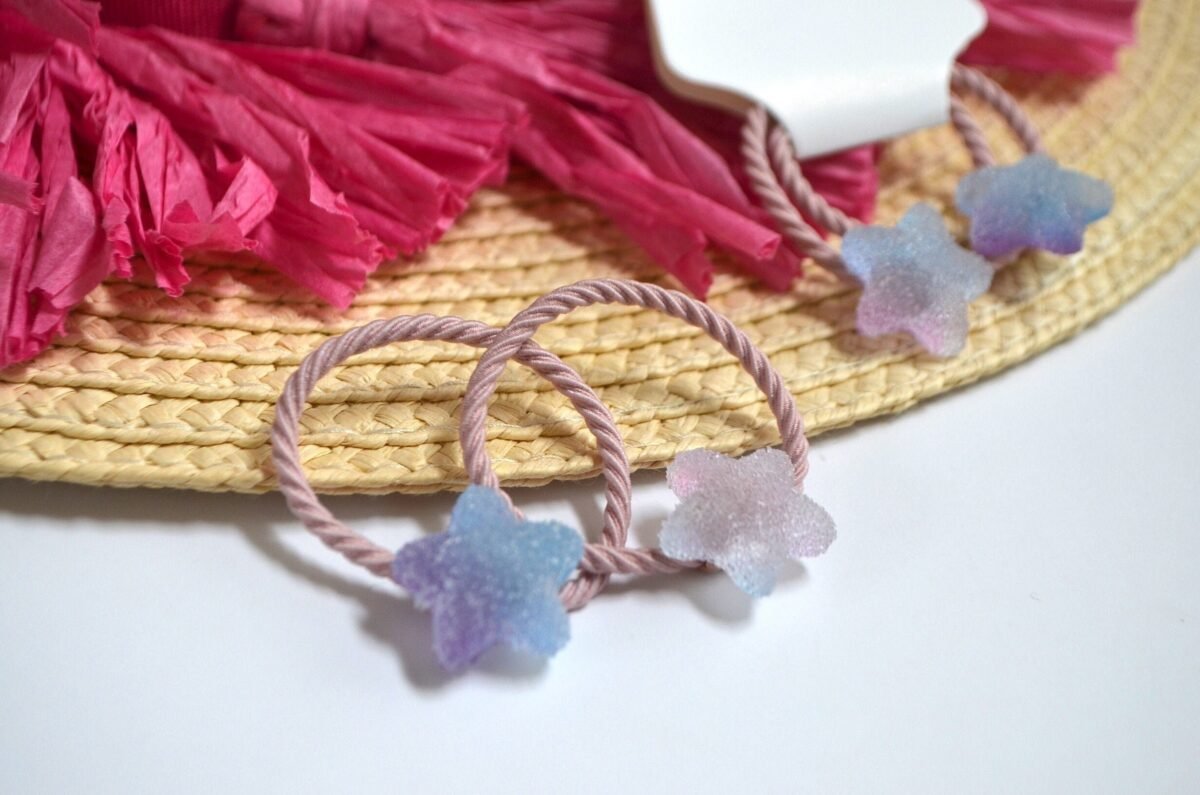 2 Sparkle Hair Ties, Resin Gummy Kids Birthday Princess Gift For Girls, Fine Baby Back To School, Toddler