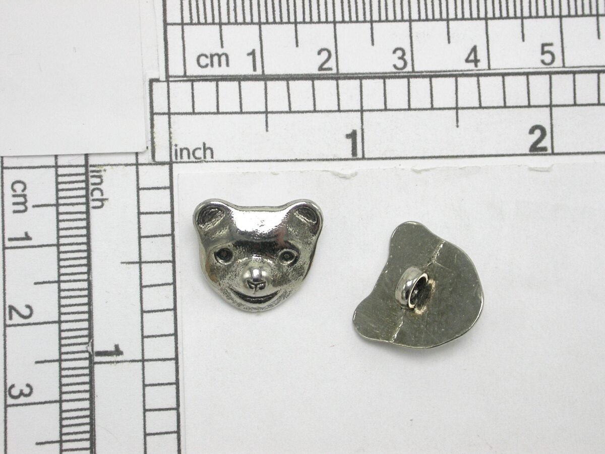 2 X Bear Happy Face Buttons Metal Diecast 27mm Shank