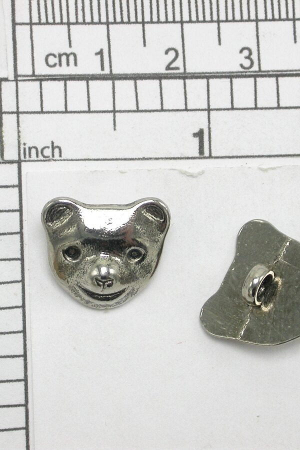 2 X Bear Happy Face Buttons Metal Diecast 27mm Shank