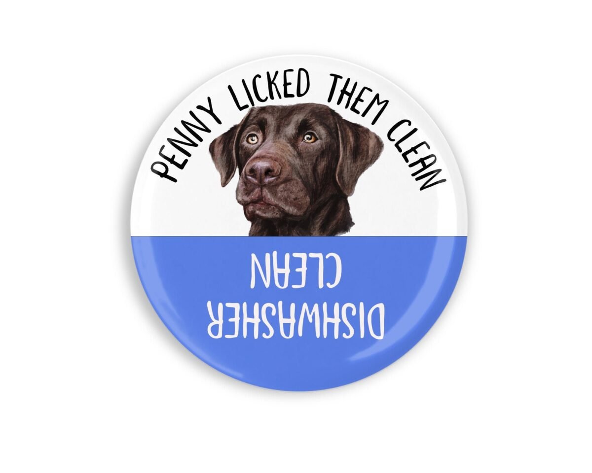 2.25" Chocolate Lab Dishwasher Magnet ~ Funny Dog Clean Dirty Sign Personalized