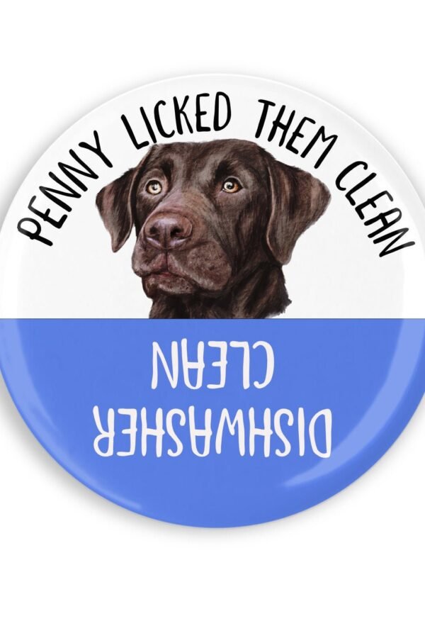2.25" Chocolate Lab Dishwasher Magnet ~ Funny Dog Clean Dirty Sign Personalized