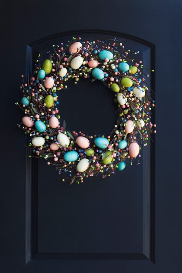 20 Inch Egg Wreath - Spring Easter Decor Pastel Rustic Door