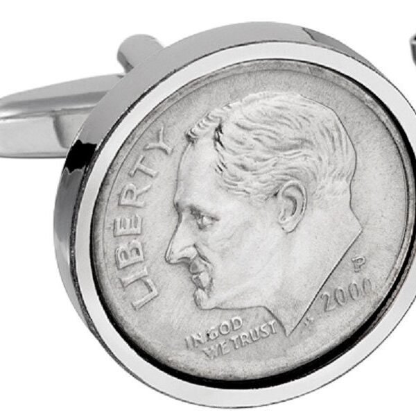 2000 Anniversary Cufflinks Handmade Lucky Dime Coin Cufflinks