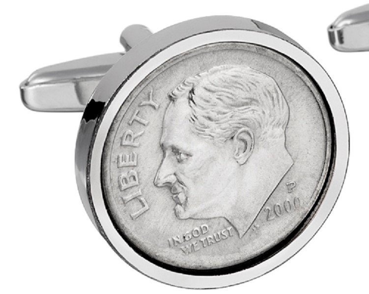 2000 Anniversary Cufflinks Handmade Lucky Dime Coin Cufflinks