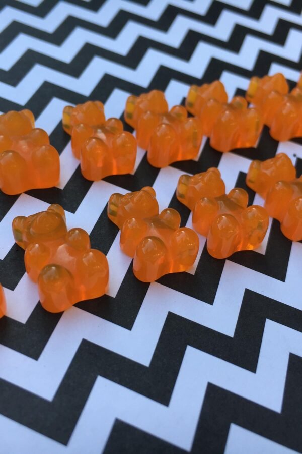20Pc. Orange Resin Gummy Bears, Looks So Real, Kawaii Flatback, Cabochon, Charm, Faux Candy