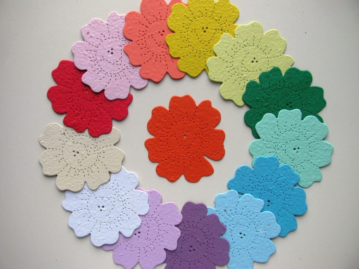 24 Seed Paper Happy Flower Faces
