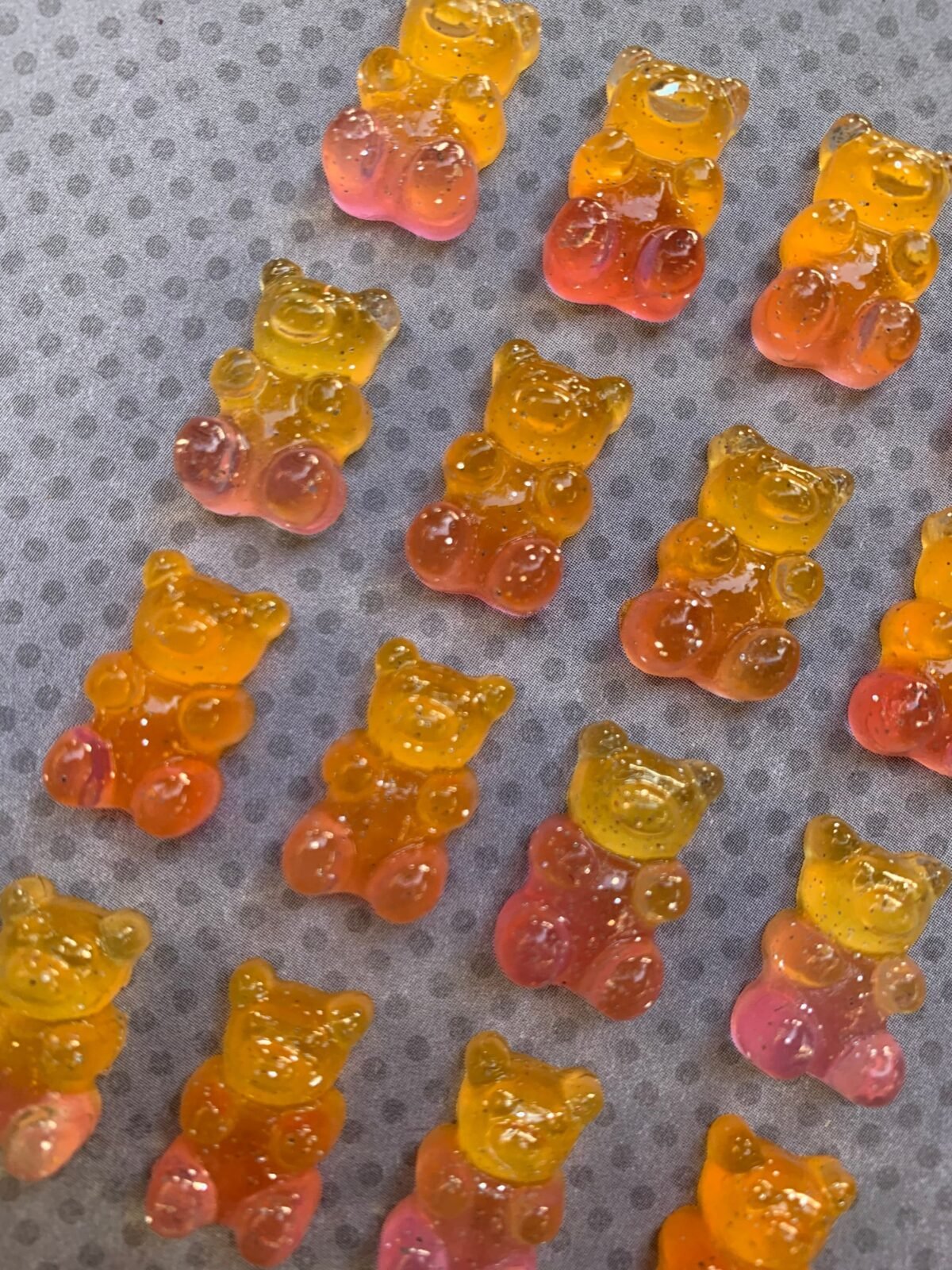 25Pc. Sunset Glitter, Resin Gummy Bears, Looks So Real, Kawaii, Flatback, Cabochon, Faux Candy, Flat Back