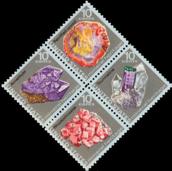2Ox Minerals Gems Mining Amethyst Tourmaline 4 Diff 1974 10C Unused Postage Stamps. Free Shipping #1 Source Best Prices On Vintage Stamps