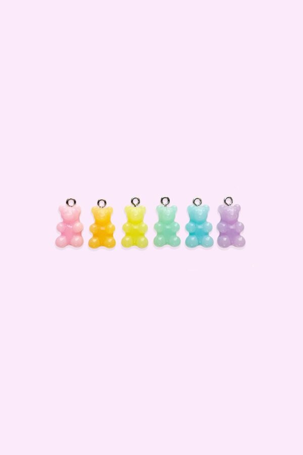 2Pc, 6Pc Or 10Pc Pastel Gummy Bear Charm -Candy -Rainbow -Kawaii -Harajuku -Fairy Kei -Food