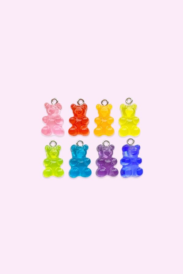 2Pc, 8Pc, 10Pc Gummy Bear Charm -Candy -Rainbow -Kawaii -Harajuku -Fairy Kei Necklace -Food