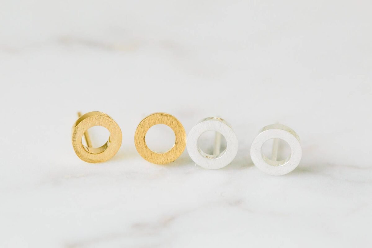 2Pcs Nickel Free Cute Cool Circle Round Studs Earrings, Round Jewelry, Circle Earrings, Cartilage Earrings, Tragus Earrings, Earring Findings-Bk