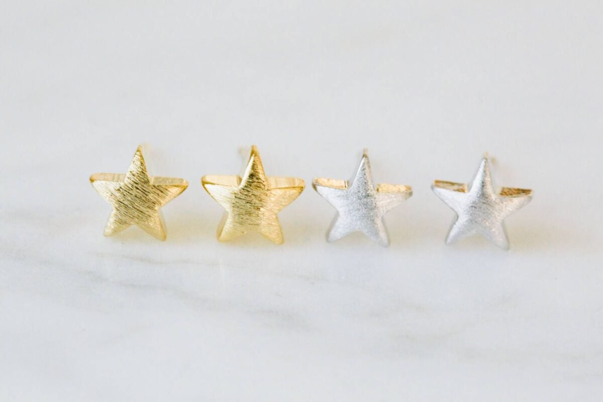 2Pcs Nickel Free Fat Star Studs Earrings, Star Jewelry, Cute Earrings, Traugus Ear Piercing, Cartilage Earrings, Jewelry Making, Earrings Finding