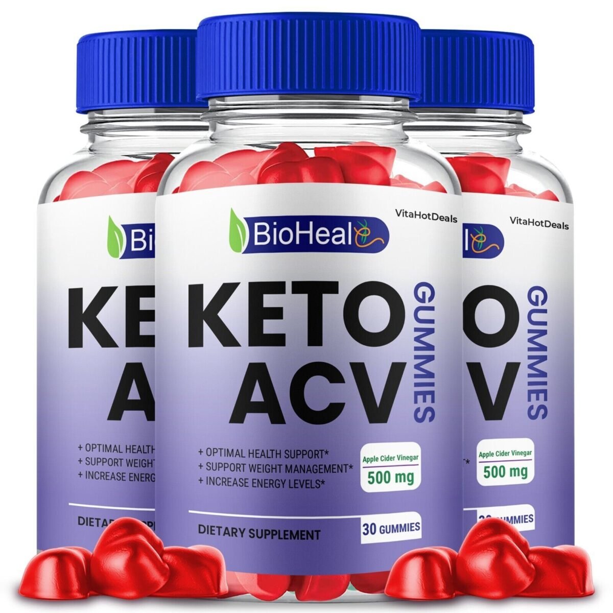 3 Pack BioHeal Keto ACV Gummies Apple Cider Vinegar Max Strength