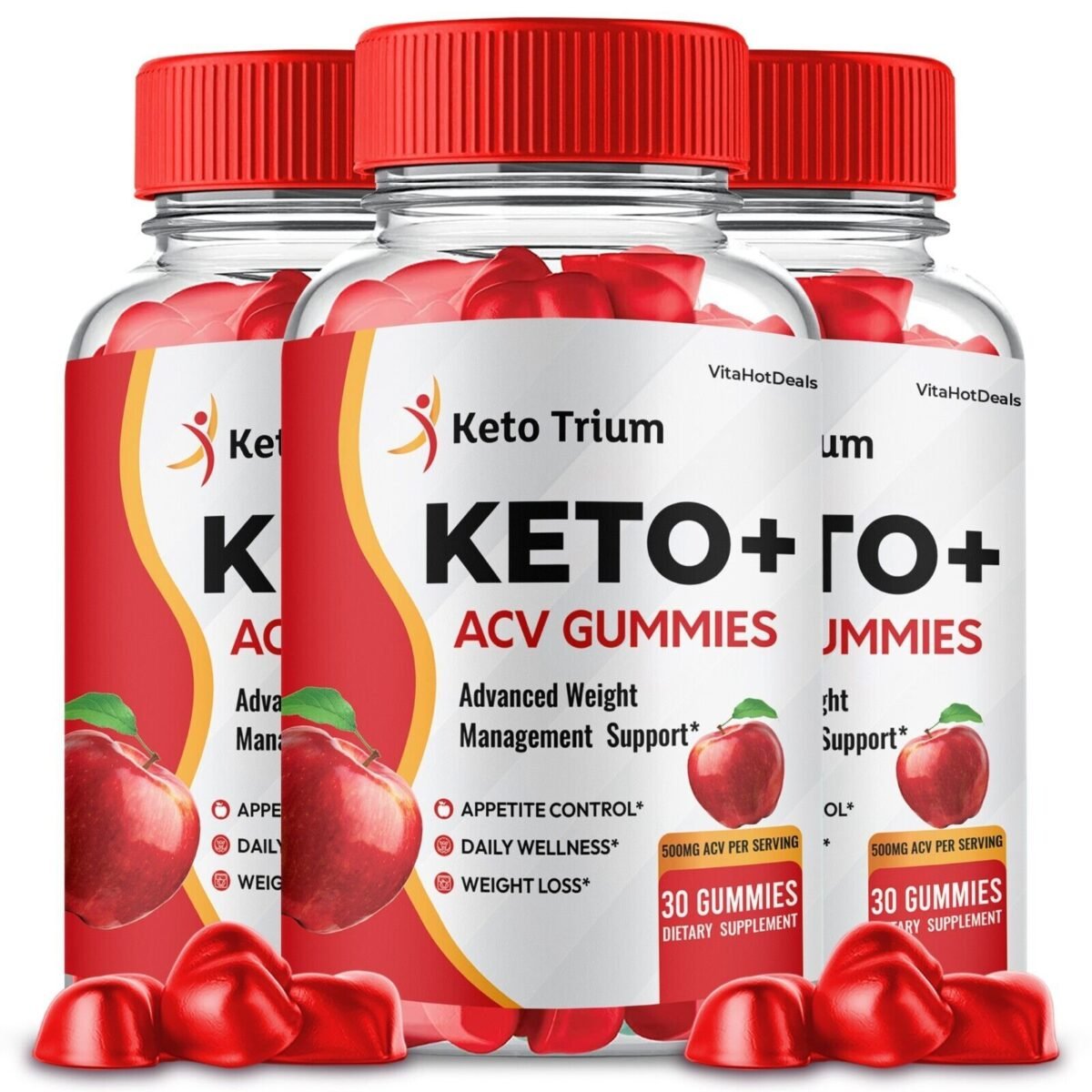 3 Pack Keto Trium ACV Gummies Max Strength Formula Dietary Supplement