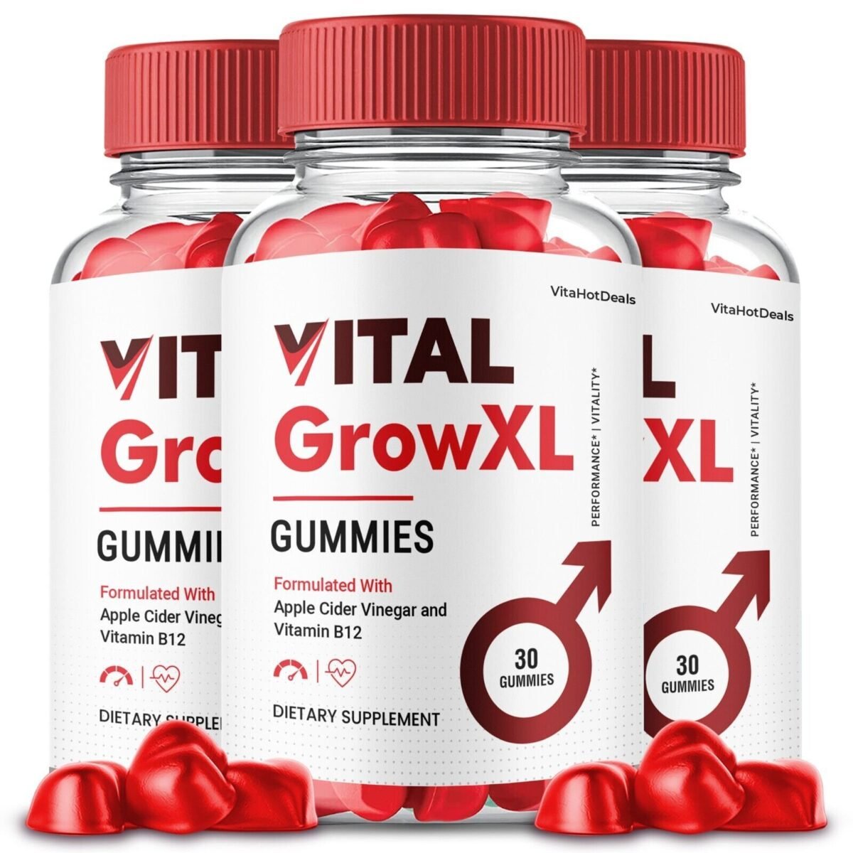 3 Pack Vital Grow XL Gummies For Men, Vital Grow XL Maximum Strength Formula