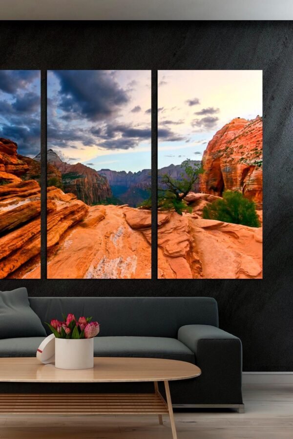 3-Panel Canvas, Grand Canyon Wall Art, Large Print, Arizona Spectacular Overlook On Canvas Ready To Hang