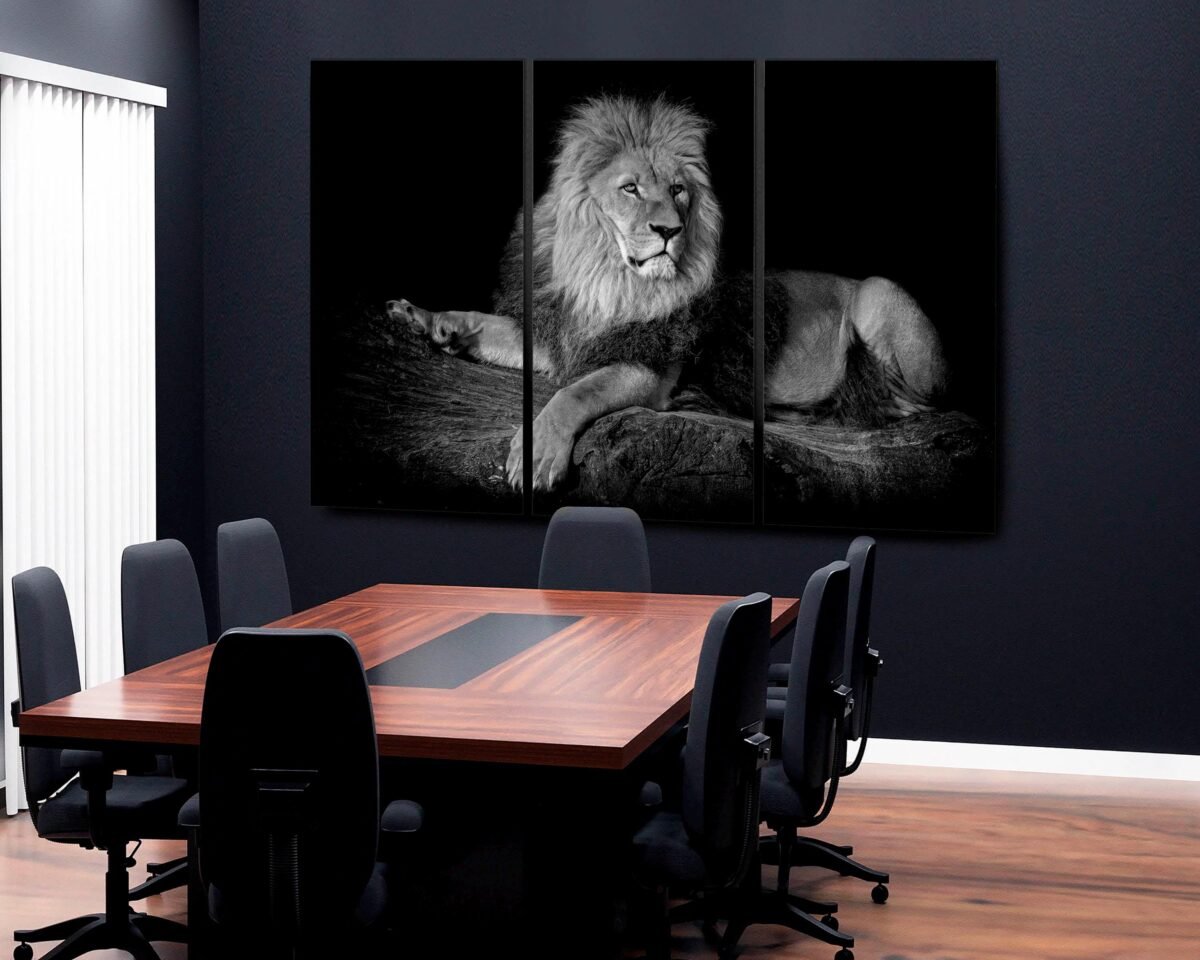 3-Panel Canvas Split, African Lion, Lion Wall Art, Wild Animal Print, Large Multi Panel Canvas Ready To Hang