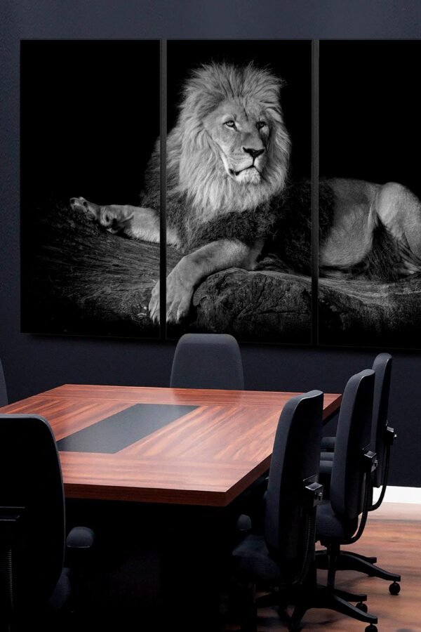 3-Panel Canvas Split, African Lion, Lion Wall Art, Wild Animal Print, Large Multi Panel Canvas Ready To Hang