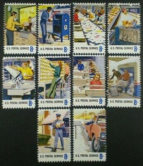 30x Usps Postal Service Employees 10 Different 1973 8C Unused Postage Stamps Free Shipping #1 Source Best Prices On Vintage Postage Stamps