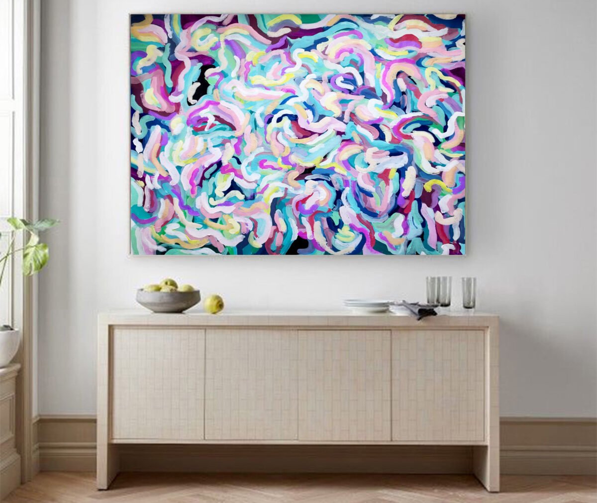 38"Original Colorful Abstract Painting By Jolina Anthony