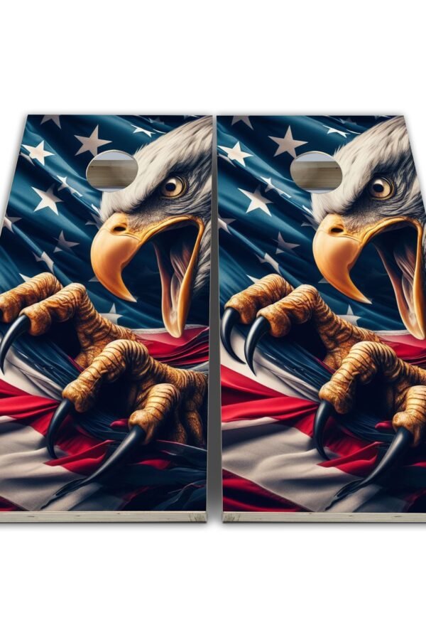 3D American Flag Large Eagle Cornhole Wraps - Skins Vinyl Wrap Laminated Set