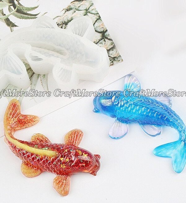 3D Silicone Koi Mold-Crystal Fish Resin Molds-Koi Silicon Mold-Resin Jewelry Pendant Mold-Fish Chocolate Mold-Fondant Mold-Home Decoration