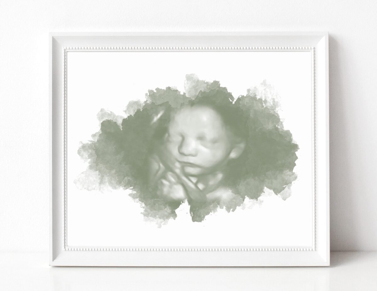 3D Ultrasound Watercolor Art Print, Baby Shower Gifts, Gender Reveal, Name Sonogram Custom Nursery Decor, Pregnancy Gift
