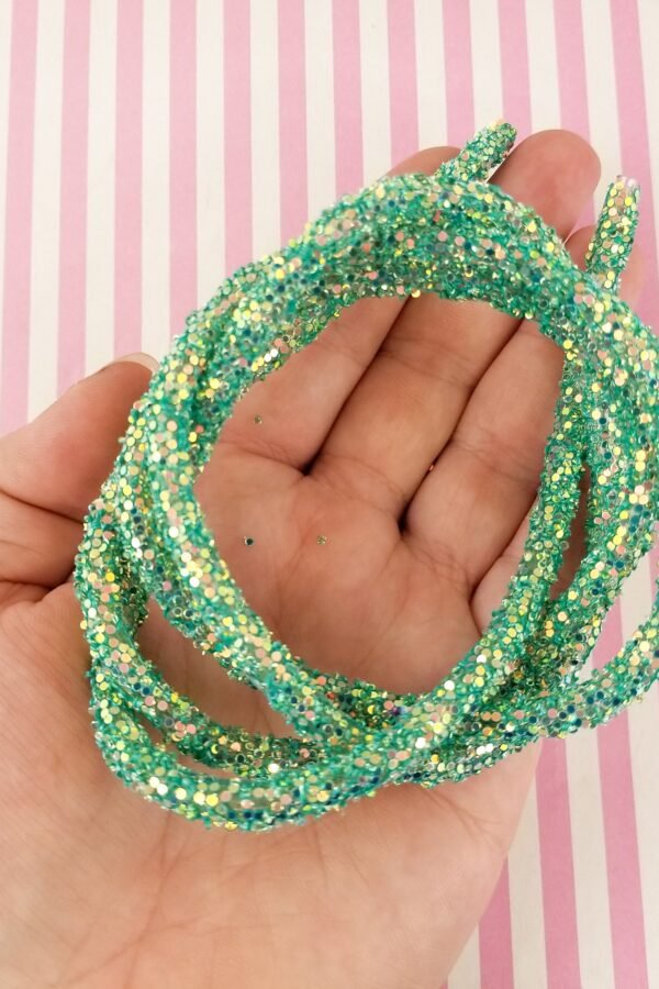 3Ft Green Soft Resin Sugared Glitter Hollow Rope Tube Cord, Gummy Candy Cabochons, Kawaii Cute Jelly Decoden Sweets Cabs