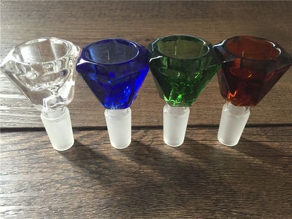 3pcs 14mm 18mm Thick Glass Bong Slides Bowl With Handle Funnel Male Smoking bowl for Water Pipe Bongs ash catcher bowl
