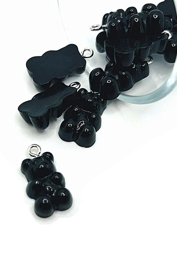 4, 20 Or 50 Bulk Black Gummy Bear Resin Charms, Bubblegum Chunky Candy Charm, 10x16mm | Ships Immediately From USA Bk847