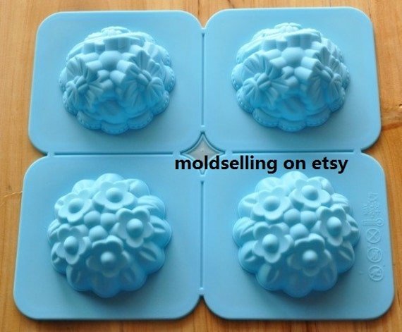 4-Assorted Flower Ball Chocolate Mold Soap Cake Silicone Epoxy Mold Ice Tray Biscuit Baking Tool Diy Bakeware Polymer Clay