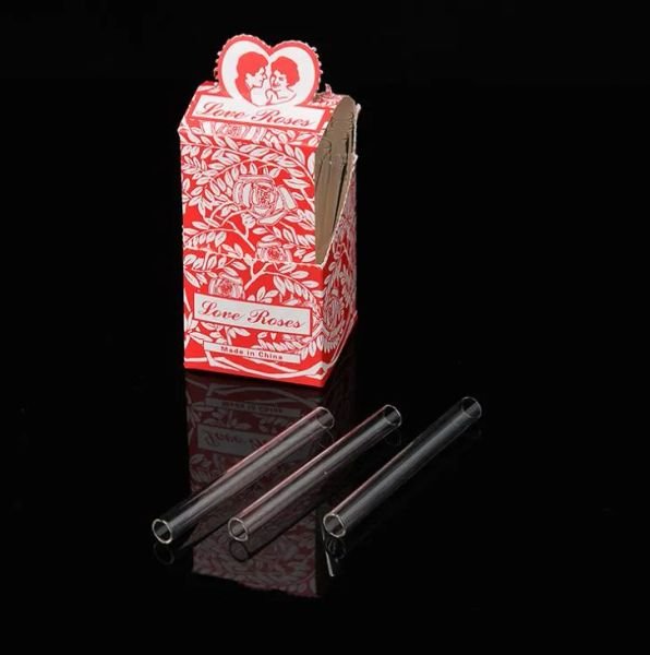 4 Inch Pyrex Glass Tube Love Rose shape Glass Pipe Clear Oil Burner Tube Oil Pipe Thick Glass Pipes dhl Free Shipping