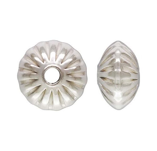 4.5x3.0mm Corrugated Saucer Bead 1.1mm Hole, Sterling Silver. Made in Usa. #5020135C