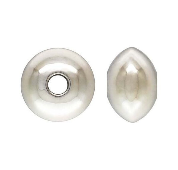 4.5x3.0mm Saucer Bead 1.1mm Hole, Sterling Silver. Made in Usa. #5020134L