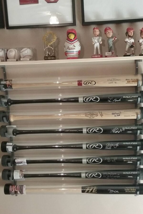 4Bat Metal Baseball Bat Display Rack with Wood Shelf