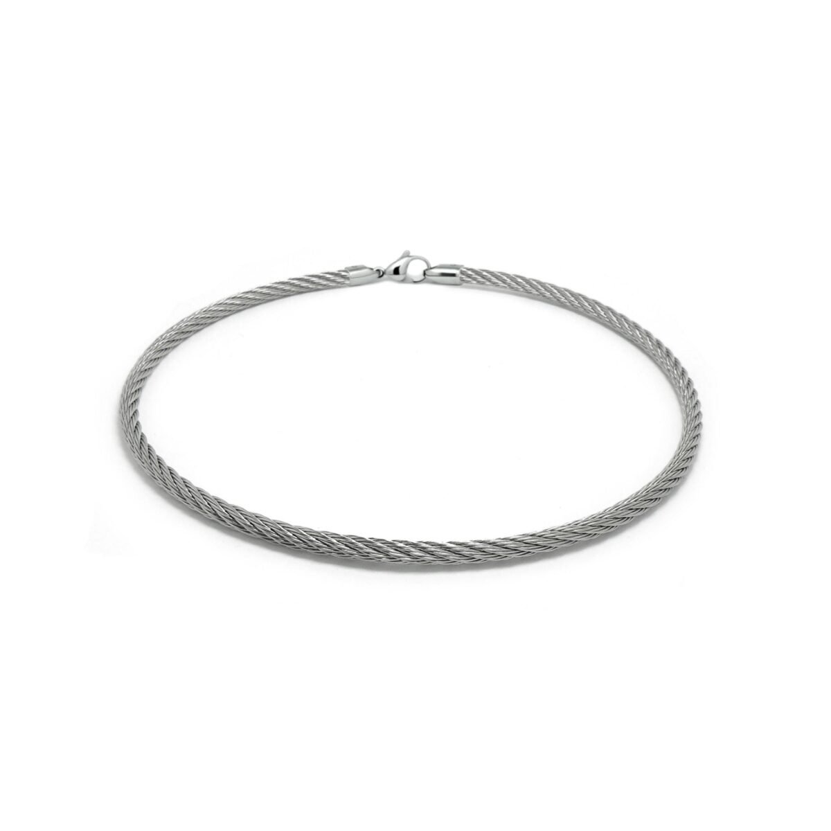 4mm Cable Rope Necklace With Lobster Clasp in Stainless Steel By Taormina Jewelry