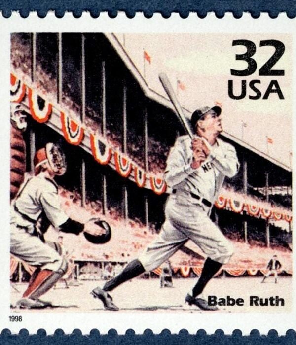 4x Baseball Babe Ruth 1920's Celebrate The Century 1998 32C Unused Postage Stamp. Free Shipping #1 Source Best Prices On Vintage Stamps