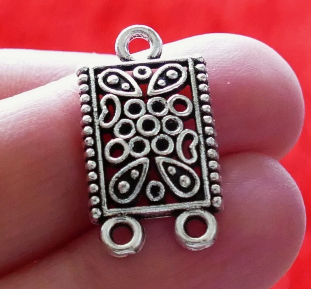 4x Flower Bracelet Wrap Connector, 3 Hole Filigree Necklace Connectors Antique Silver D058